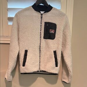 Cozy White Teddy Jacket with Black Accents